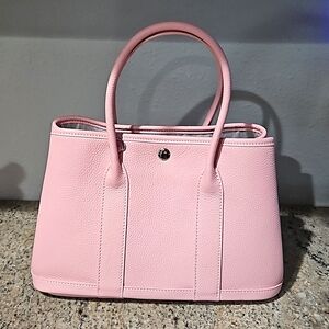 Pink Leather Tote with Strap